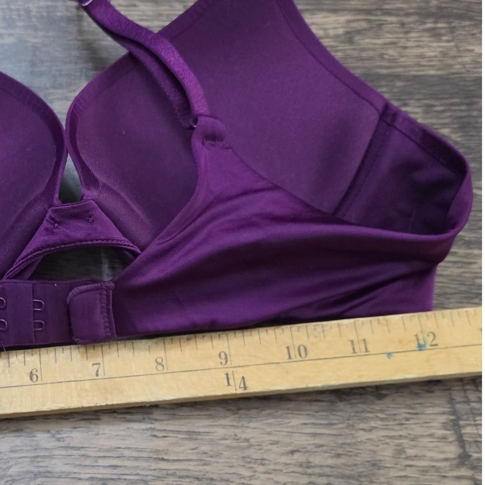 VICTORIA'S SECRET Push Up Bra Womens 32B Purple Satin Underwire Logo Charm - Picture 3 of 4